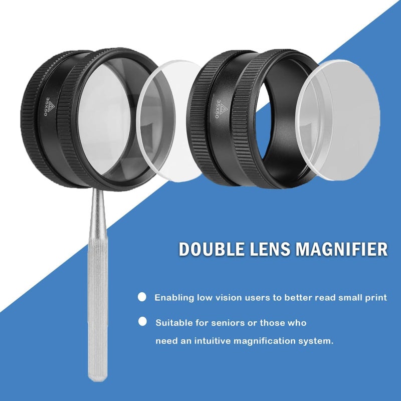 Rongon Handheld Magnifying Glass for Close Work, 35X High Clarity Reading Magnifiers Portable Loupe for Macular Degeneration, Seniors Reading, Inspection, Jewelry, Exploringï¼ˆDiameter: 50mm/1.97"ï¼‰ - Image 2